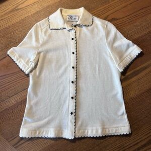 Vintage Ivory Button-Up Short Sleeve Knit